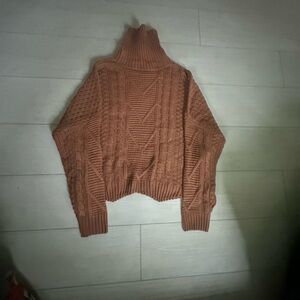 SHEIN Brown Chunky Knit Turtleneck Sweater
